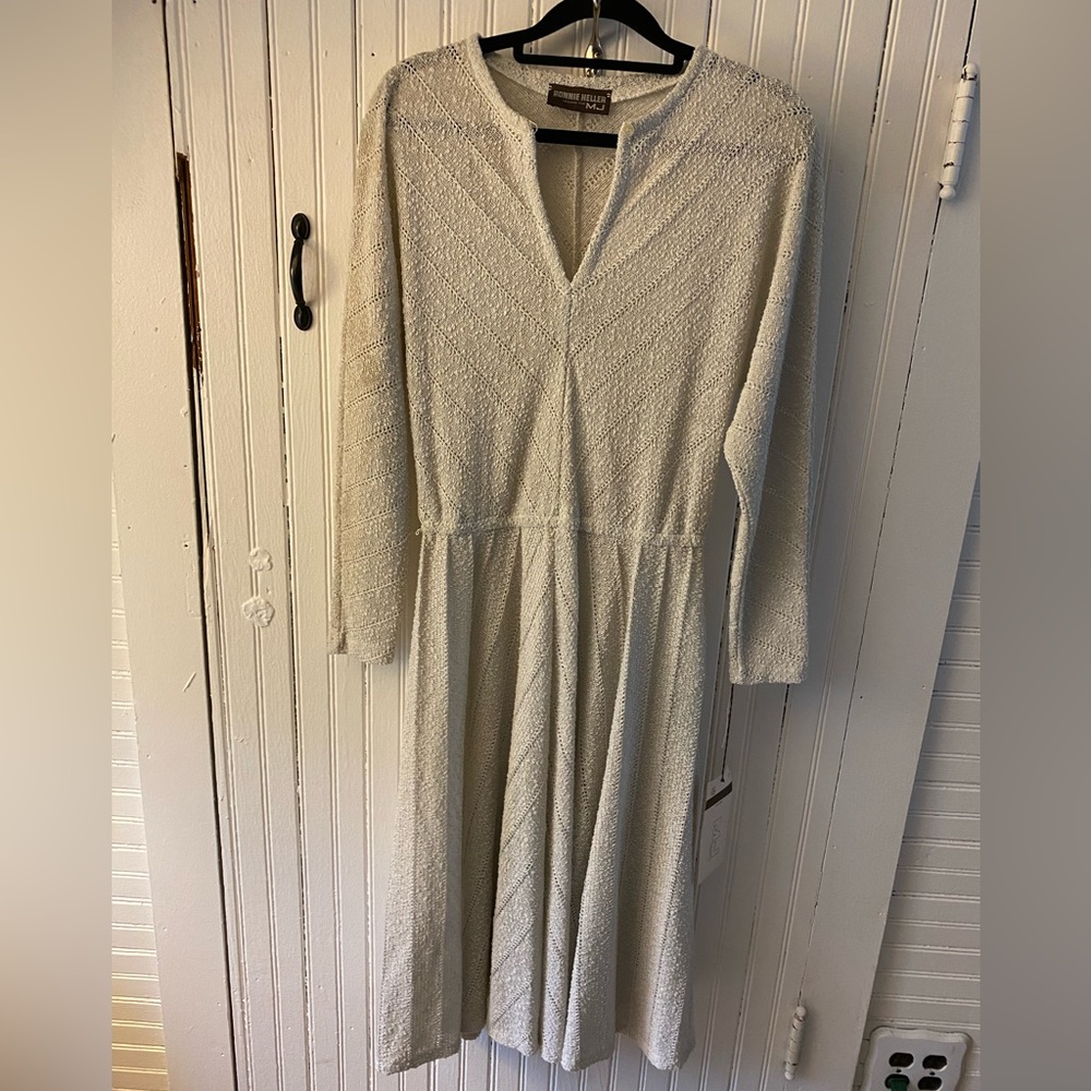 Vintage knit 1970s Ronnie Heller designer dress, never worn with tags